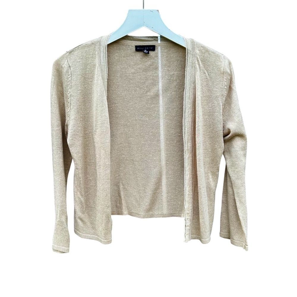 Willi Smith Sweater Beige Knit Cardigan Cropped Sz. Medium